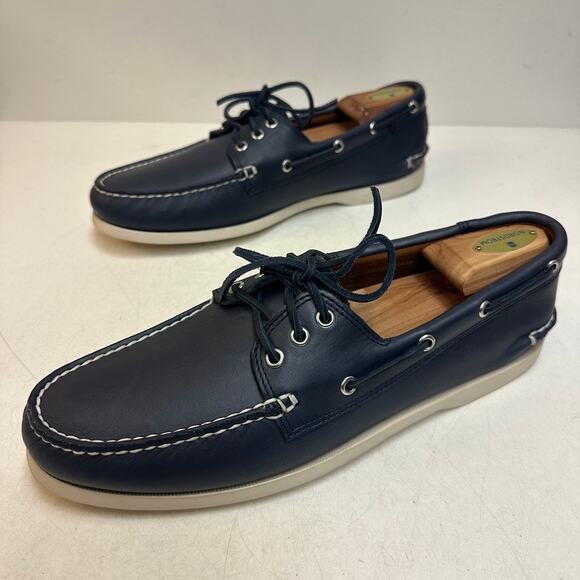 NWOT Quoddy Men\'s Head Boat Shoe Moccasin Navy Blue Handsewn Maine USA 12 D main image 7